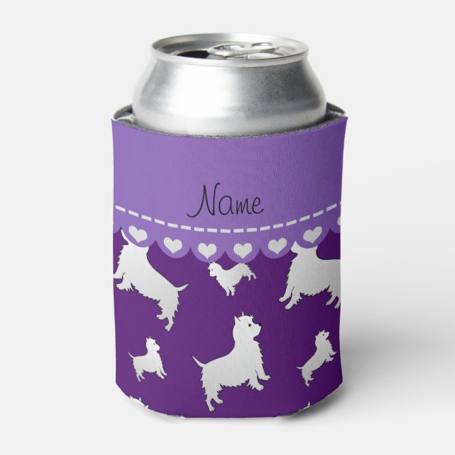 Name purple West Highland White Terrier dogs Can Cooler (Can Front)
