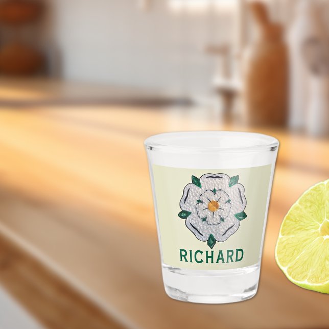 Name, Quilled Yorkshire White Rose,  Shot Glass (Creator Uploaded)
