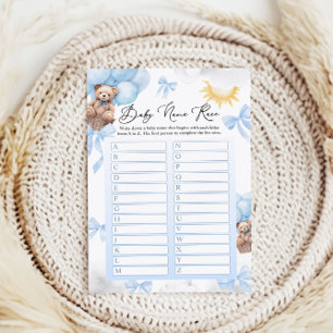 Name Race Baby Shower  Game card