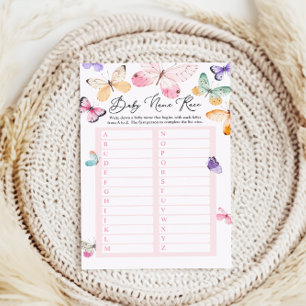 Name Race Baby Shower  Game card