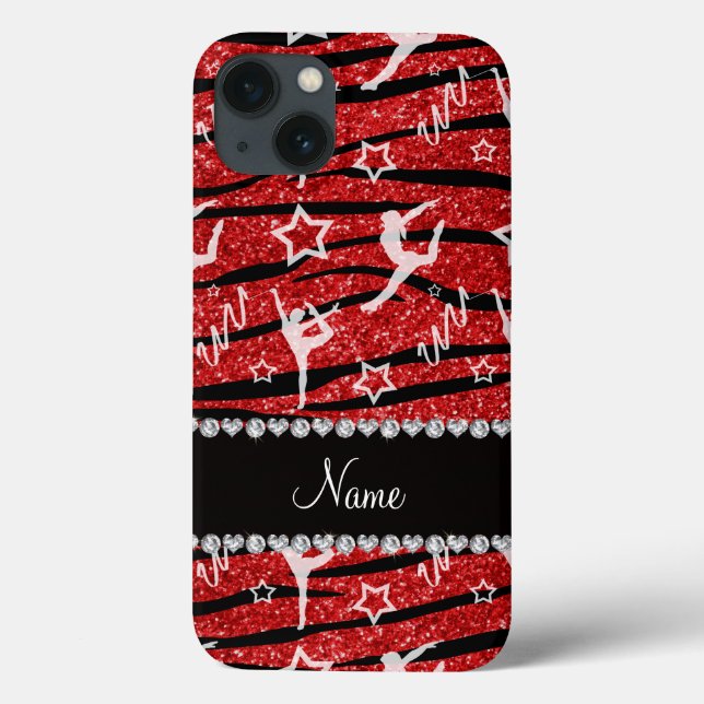 Name red gymnastics glitter zebra stripes Case-Mate iPhone case (Back)