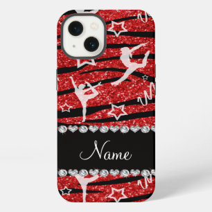 Name red gymnastics glitter zebra stripes iPhone 13 case