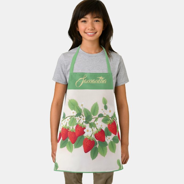 Name Red Strawberries With Green Leaves Apron (Insitu)