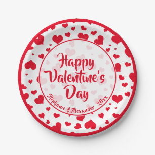 Name   Red Valentine Hearts Random Pattern Paper Plate