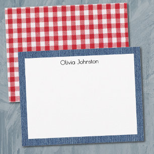 Name Red White Buffalo Check Blue Denim Frame Card