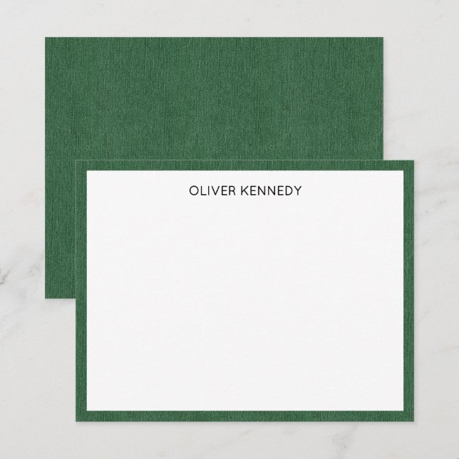 Name || Rich Forest Green Denim Print Frame Card (Front/Back)