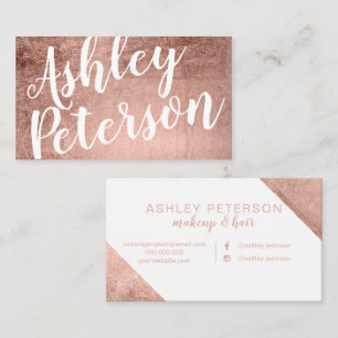 Name rose gold white hair makeup typography business card