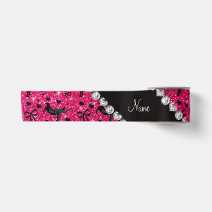 Name rose pink glitter wrestling hearts bows satin ribbon