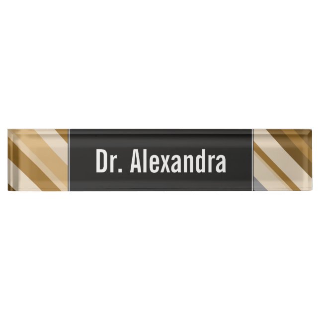 Name + Sandy Beach Colours Inspired Striped Nameplate (Front)