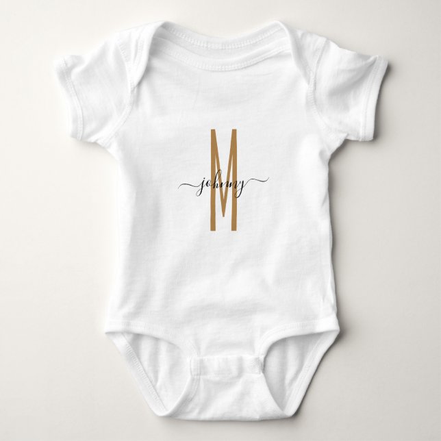 Name Script Monogrammed Style Baby Bodysuit (Front)