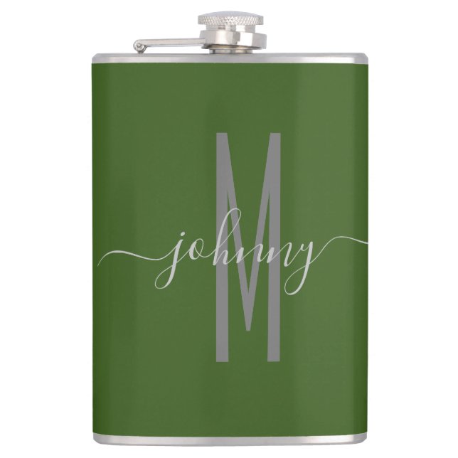 Name Script Monogrammed Style Flask (Front)