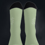 Name script personalised wedding favour sage green socks<br><div class="desc">Elegant chic light sage greenery green bride socks personalised with her name in chic signature style calligraphy script.</div>