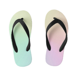 Name Script Text Muted Gradient Ombre Rainbow  Kid's Jandals