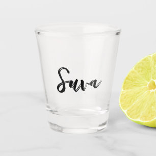 Name Script Vintage Pink Stripe Shot Glass