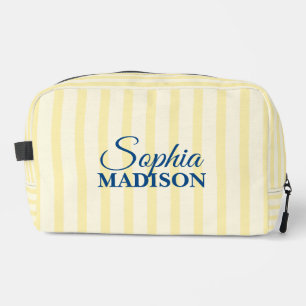 Name Script Vintage Yellow Stripe Dopp Kit