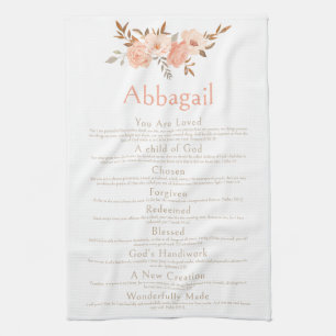 Name Scripture Christian Identity Bible Floral Tea Towel