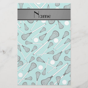 Name seafoam green lacrosse sticks grey stripe stationery