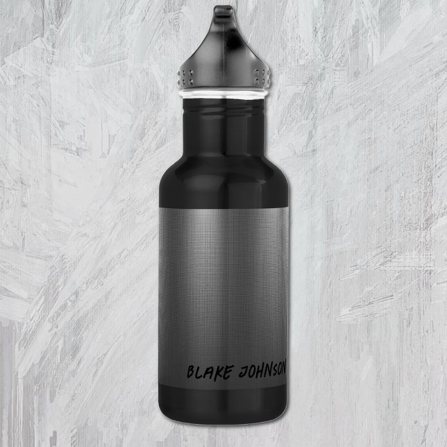 Name, Shiny Metal Grid Effect on 18oz Black 532 Ml Water Bottle (Creator Uploaded)