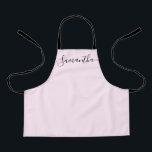 Name Simple Chic Elegant script Name Apron<br><div class="desc">Your little helper will love a cute apron with an elegant and modern script as she bakes those goodies,  cooks delicious dishes or work with her plants. A perfect gift to encourage her talents. Black script for the name with long-tail embellishments.</div>
