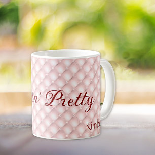 Name, Sippin' Pretty Pink Tufted 11oz Coffee Mug