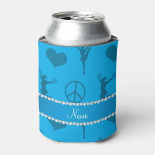 Name sky blue cheerleading hearts peace sign can cooler