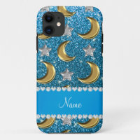 Name sky blue glitter gold moons silver star
