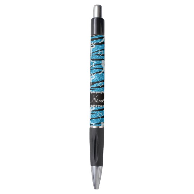 Name sky blue gymnastics glitter zebra stripes (Front Vertical)