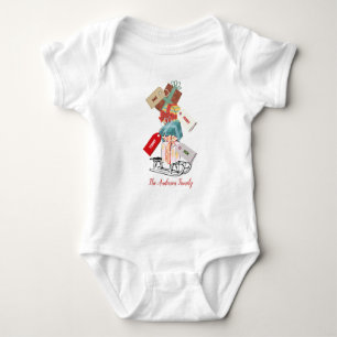 Name Sled Cute Whimsical Unique Vintage Christmas Baby Bodysuit