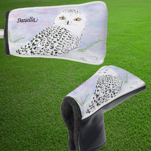 Name Snowy Owl In Winter Sunset Colour Pencil Golf Head Cover