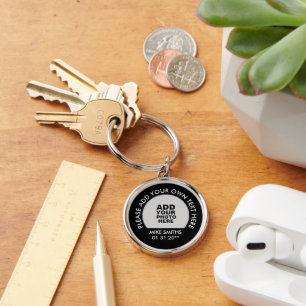 Name, Special Date, Photo Black Key Ring
