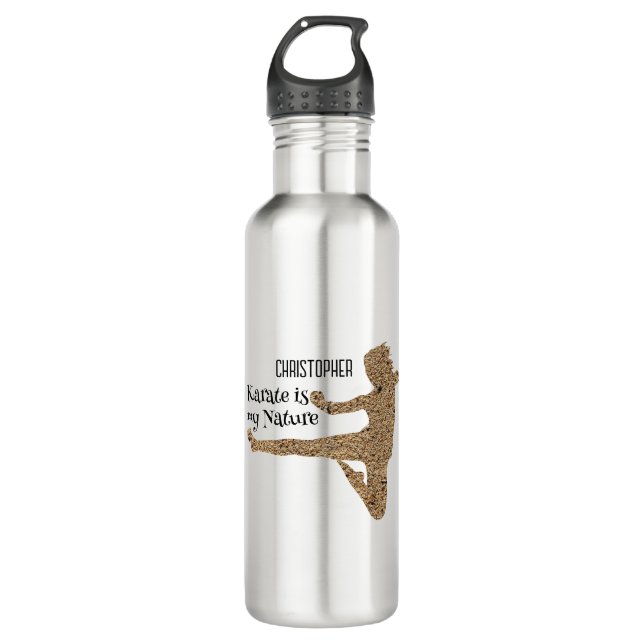 Name Sports Kids Karate Martial Arts Water Bottles (Front)