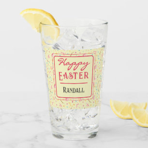 Name, Spring Pattern Happy Easter Pint Glass
