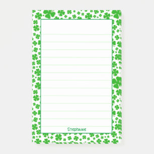 Name: St Patrick's Green Random Shamrock Pattern Post-it Notes