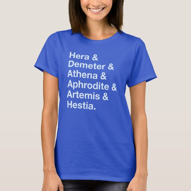 Name Stack of the Goddesses of Greek Mythology T-S T-Shirt (Front)
