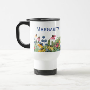 Name & State Wildflowers 15oz White Travel Mug