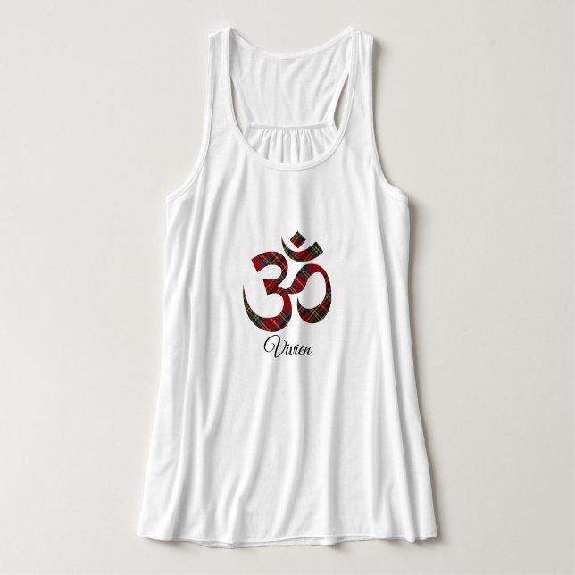 Name, Stewart Tartan Om Bella+Canvas Yoga Tank Top (Design Front)