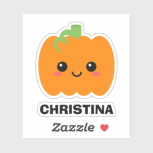 Name Sticker Cute Pumpkin, Decorate Your Belonging
