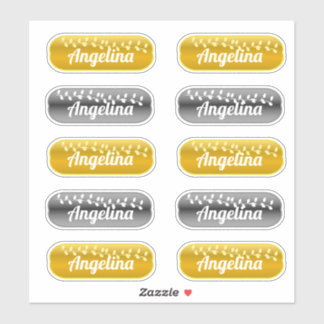 Name Sticker Set Gold and Silver