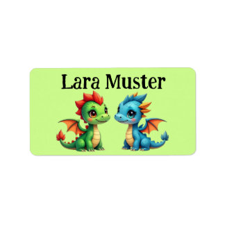 Name stickers square - Baby dragon green