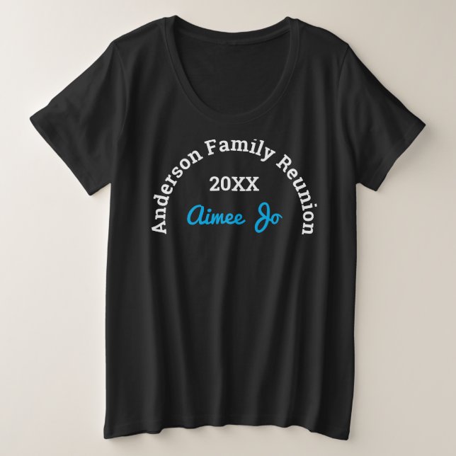 Name || Stylish Matching Family Reunion Black Plus Size T-Shirt (Design Front)