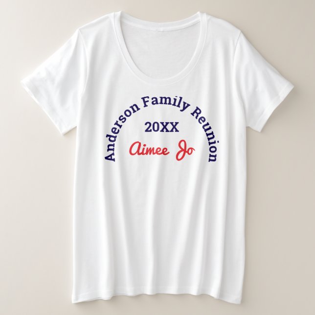 Name || Stylish Matching Family Reunion White Plus Size T-Shirt (Design Front)