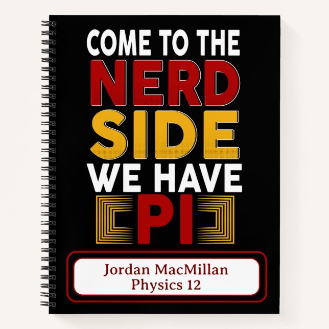 Name Subject Math Physics Engineering Funny Pi Pun Notebook (Front)