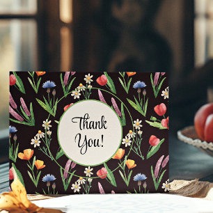 Name, Summer Wildflowers Modern Colourful Thank You Card