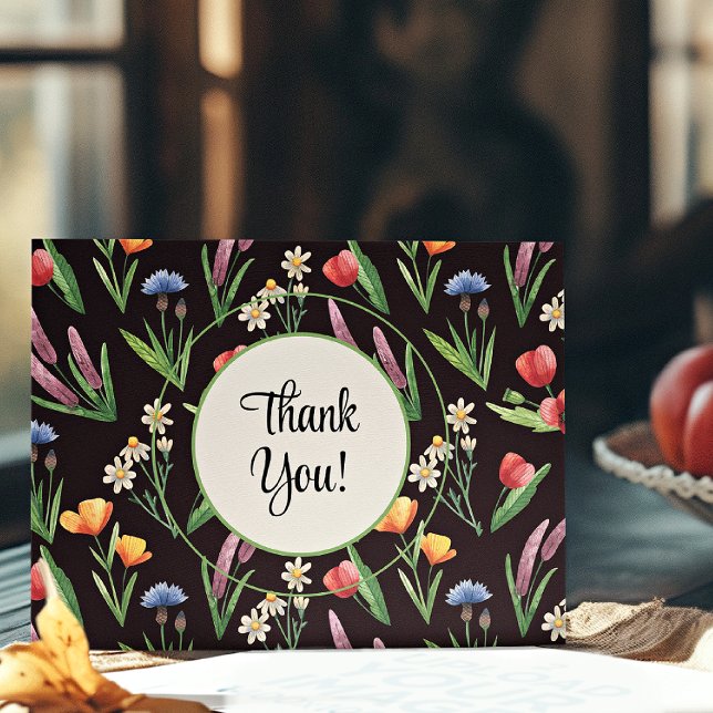 Name, Summer Wildflowers Modern Colourful Thank You Card (Creator Uploaded)