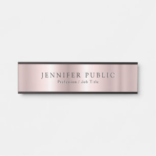 Name Surname Modern Template Rose Gold Glamorous Door Sign