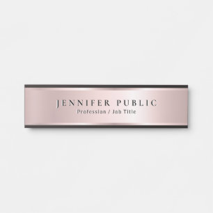 Name Surname Template Rose Gold Glam Luxurious Door Sign