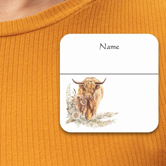 Name Tag Baby shower Baby Highland Cow Calf    (Creator Uploaded)