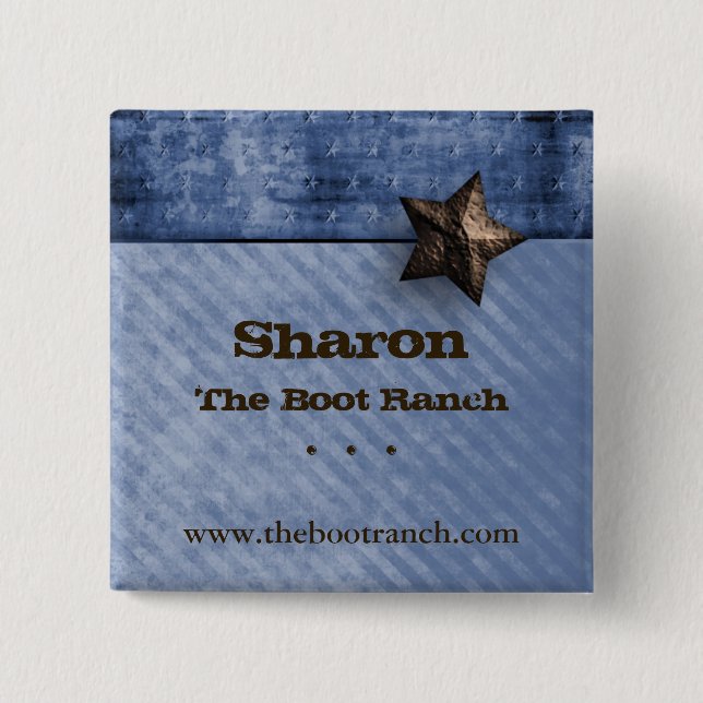 Name Tag Button Texas Star Denim Blue (Front)