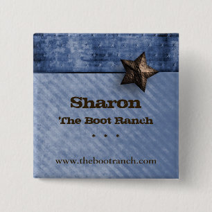 Name Tag Button Texas Star Denim Blue