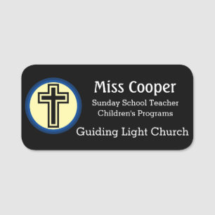 Name Tag Cross or Your Logo Custom Church Badge